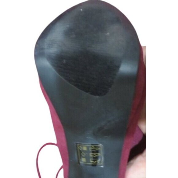 ALDO Nulia Maroon micro suede peep toe ankle boots booties heels size 7 - Picture 12 of 15